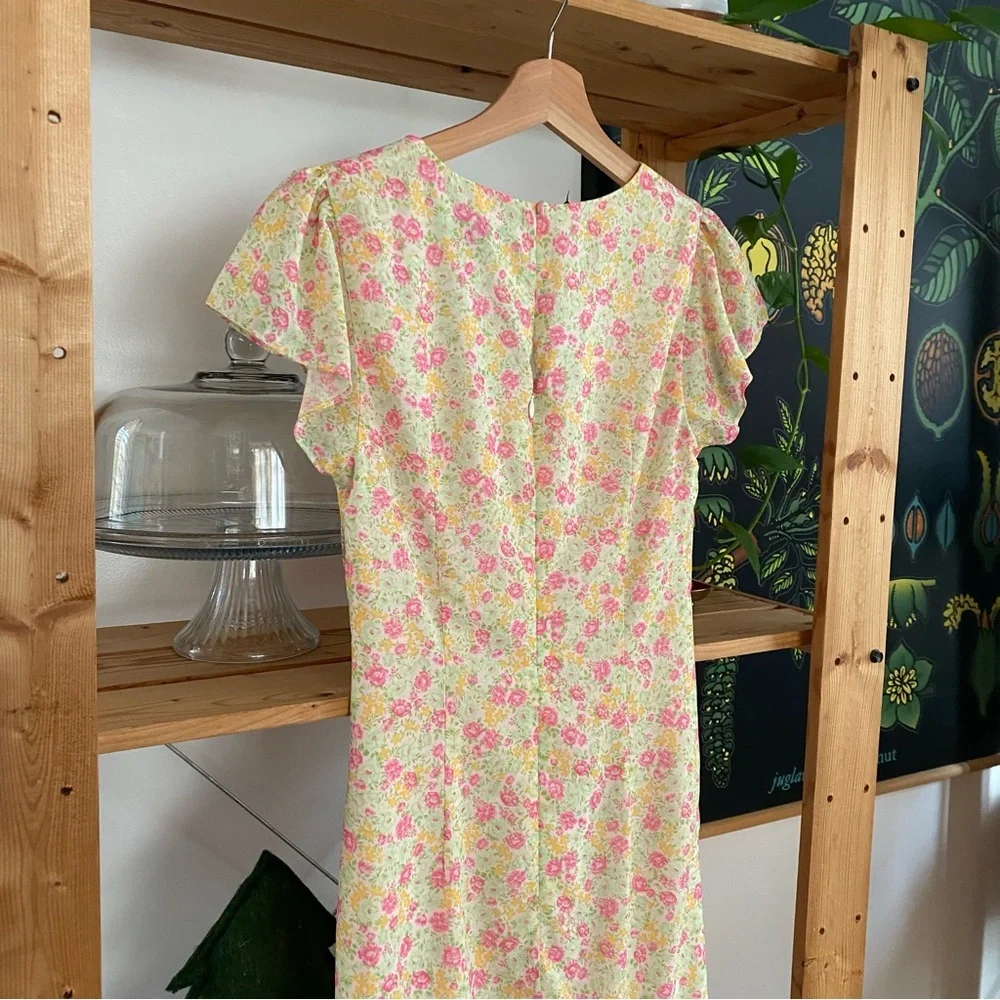 REVOLVE Majorelle Elaine Midi Dress Floral Pink Lemonade Multi XS - Picture 9 of 16